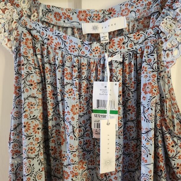 Fever Printed Off The Shoulder Rayon Tank Top Size Large - Picture 5 of 8